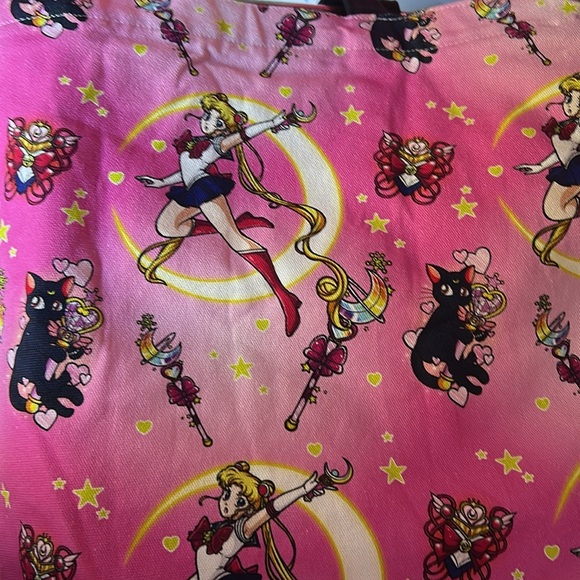 Sailor Moon Pink Tote Bag – Luna Cat Print  Kawaii Anime Purse Y2K giirlhoodcore - Picture 1 of 5